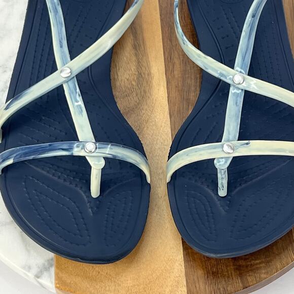 EUC Crocs Really Sexi Marbled Blue White Strappy Tie Dye Thong Flip Sandal 9 - Picture 6 of 8